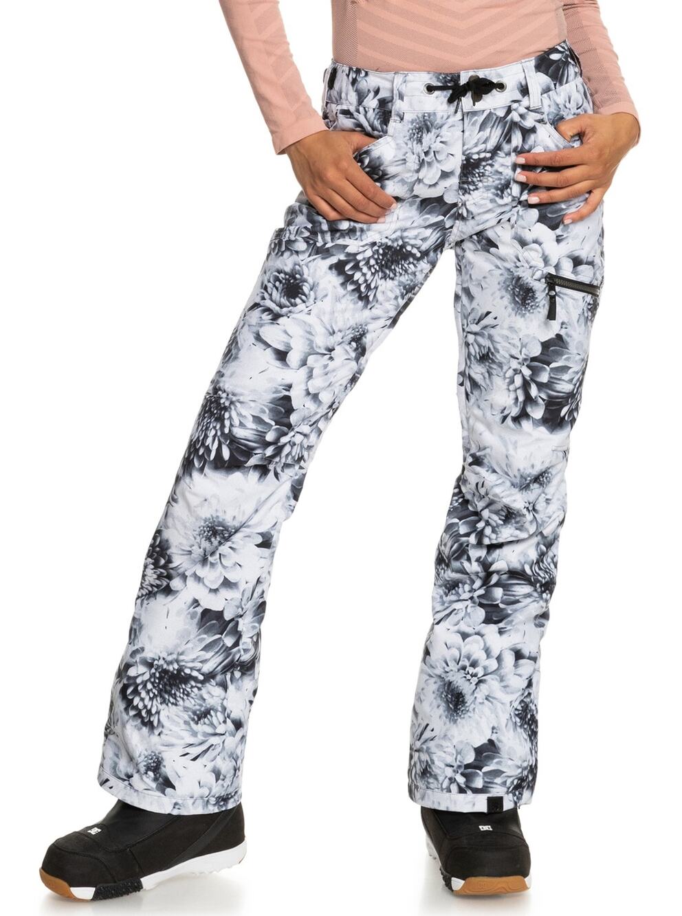 Roxy Size L White Future Flowers Nadia Printed Insulated Snowboard Pants HR2-51